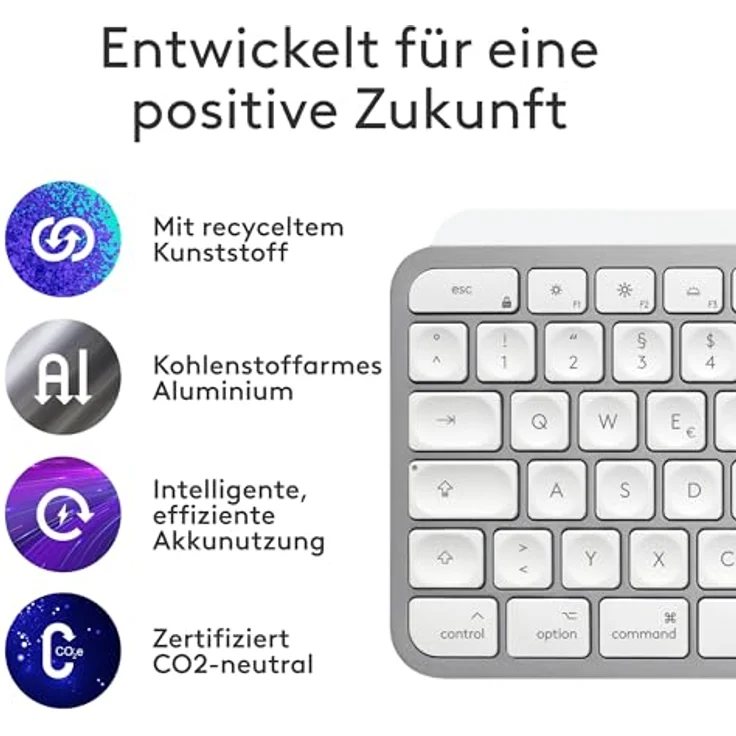 Logitech MX Keys S for Mac (DE, Kabellos), Tastatur, Grau mit Apple-Oberflächen und Logi Options+ Smart Actions – Bild 5