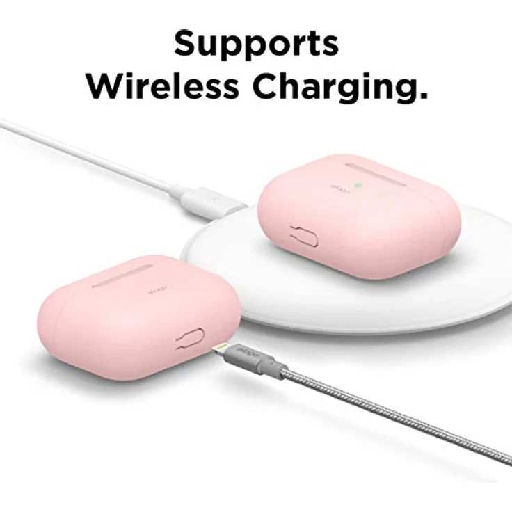 Elago Beskyttelsestaske til AirPods Pro, Schutzhülle aus Silikon in Rosa mit sicherem Sitz und einfachem Zugriff auf Ladeanschlüsse. – Bild 6