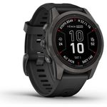 Garmin Fenix 7S PRO GPS Multisportuhr, Sapphire Solar Edition mit 42 mm Gehäuse, schwarz/grau, 32 GB Speicher, wasserdicht bis 10 ATM, mit Herzfrequenzmessung und vorinstallierten TopoActive Europe-Karten