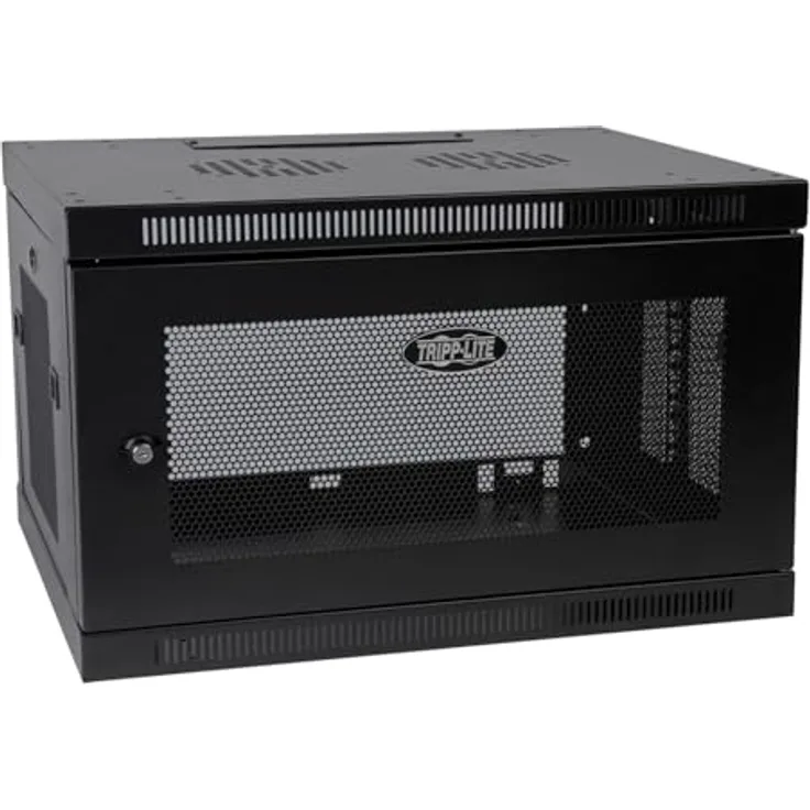 Tripp Lite SRW6UDP SmartRack 6-HE-Mini-Rack-Gehäuse, belüfteter Stahlschrank, Wandhalterung, 90kg Tragfähigkeit, Schwarz