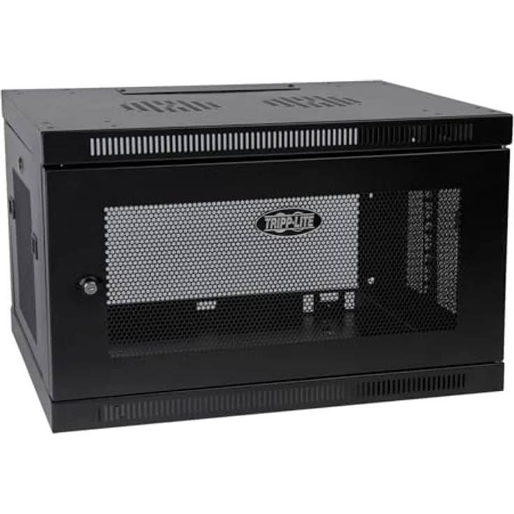 Tripp Lite SRW6UDP SmartRack 6-HE-Mini-Rack-Gehäuse, belüfteter Stahlschrank, Wandhalterung, 90kg Tragfähigkeit, Schwarz – Bild 1