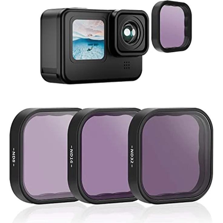 TELESIN 3 Pack GoPro Graufilter für GoPro Hero 12 Hero 11 Hero 10 Hero 9 Black, ND8/ND16/ND32, Kameralinse, Objektivschutz-Set, hochwertiges optisches Glas – Bild 1