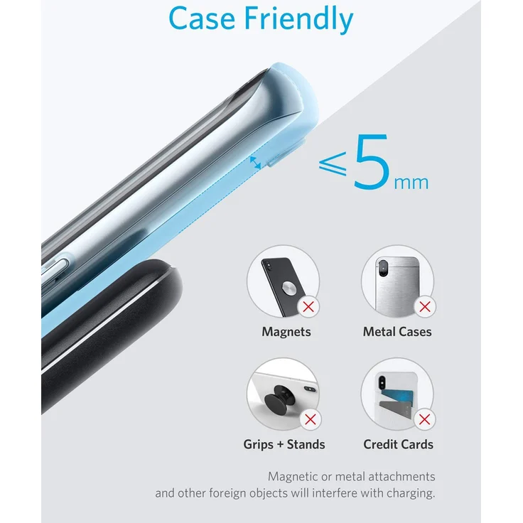 Anker 313 Kabelloser Ladeständer, Qi-zertifiziert, geeignet für Apple iPhone 12, 12 Pro Max, SE, 11, 11 Pro, 11 Pro Max, XR, XS Max, Samsung Galaxy S22, S21,10 W Schnellladefunktion, schwarz (ohne Netzteil) – Bild 6