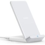 Anker 313 Kabelloser Ladeständer, Qi-zertifiziert, geeignet für Apple iPhone 12, 12 Pro Max, SE, 11, 11 Pro, 11 Pro Max, XR, XS Max, Samsung Galaxy S22, S21,10 W Schnellladefunktion, weiß (ohne Netzteil)
