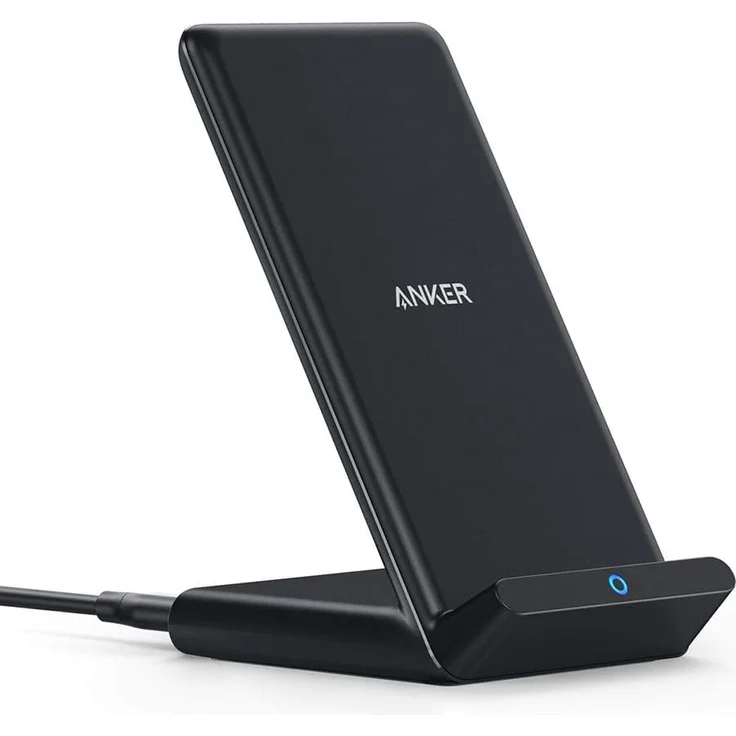 Anker 313 Kabelloser Ladeständer, Qi-zertifiziert, geeignet für Apple iPhone 12, 12 Pro Max, SE, 11, 11 Pro, 11 Pro Max, XR, XS Max, Samsung Galaxy S22, S21,10 W Schnellladefunktion, schwarz (ohne Netzteil) – Bild 1