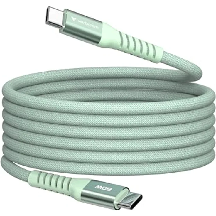 Verbatim Sync & Charge USB-C to USB-C 60W Magnetic 120 cm - Green, Magnetisches Kabel für schnelles Laden und Syncen