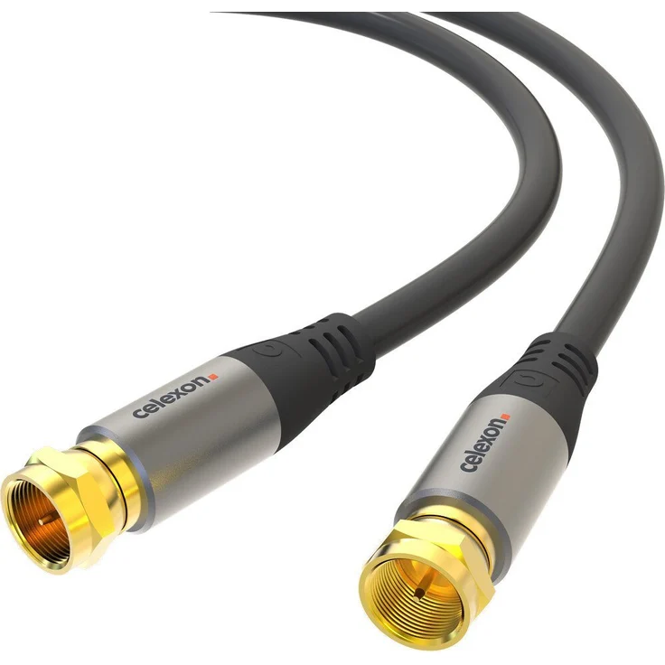 Celexon F-Stecker Sat Antennenkabel, 5,0 m, 2-fach geschirmt, vergoldete Kontakte, schwarz
