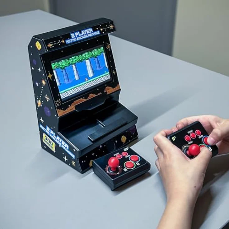Mad Monkey Mini Arcade Machine, Retro-Konsole mit Dual-Controller und 300 integrierten 8-Bit Spielen – Bild 3