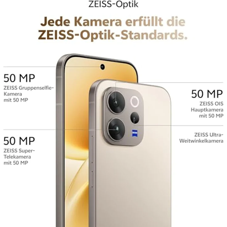 vivo V70 5G-Smartphone, 8 GB RAM + 256 GB, ZEISS 50 MP Super-Telekamera, 6,59" AMOLED-Display in 1.5K, 5.400 mAh Akku, IP68/IP69, Android 16 – Bild 2