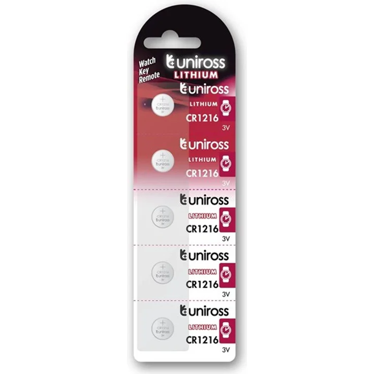 UNiROSS Lithium Button CR1216 3V - SP5, zuverlässige Knopfzelle für Elektronikgeräte