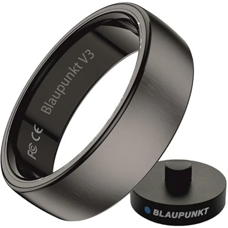 Blaupunkt Smart Ring Pro V3, Titanlegierung, Schritte, Puls, Schlaf, Temperatur, SpO2, HRV, IP68, schwarz, Größe 7 – Bild 1