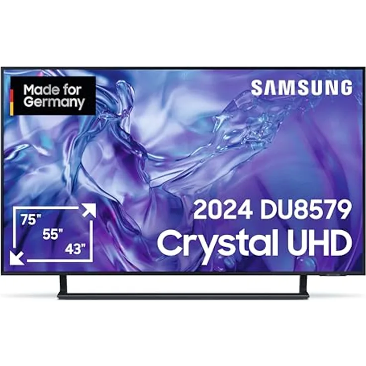 Samsung Crystal UHD 4K DU8579 Fernseher 65 Zoll, Dynamic Crystal Color, 4K Upscaling, AirSlim Design, Smart TV, GU65DU8579UXZG, Deutsches Modell [2024]