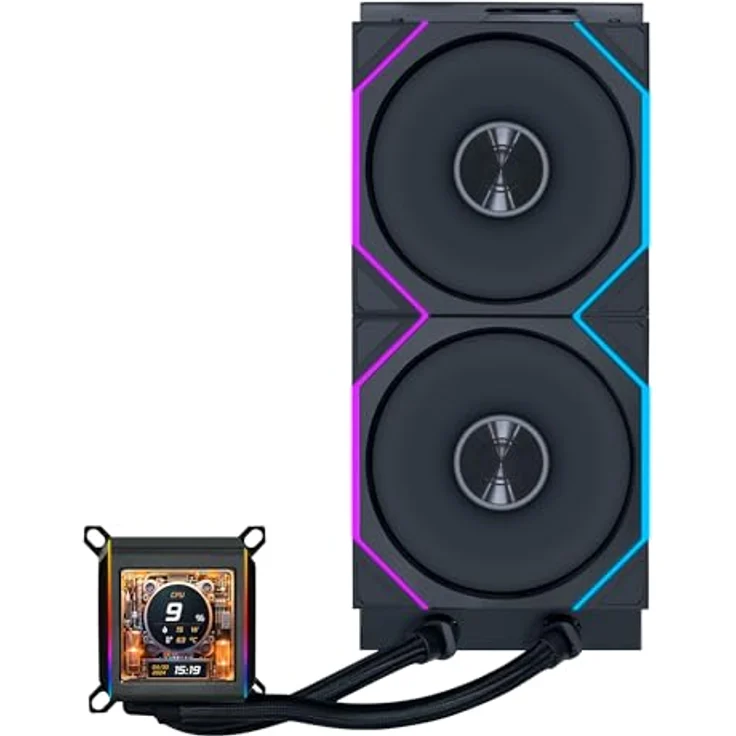 Lian Li Galahad II LCD 280 TL Wireless AiO Wasserkühlung, CPU-Kühler mit 280 mm Radiator, LCD Display und leisen ARGB Lüftern, Schwarz – Bild 2