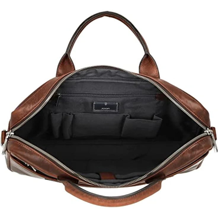 JOOP! Loreto Pandion BriefBag, edle Laptoptasche aus glattem Fettleder, braun, für A4-Unterlagen und 15,6 Zoll Laptop, mit Trolley-Aufsteckfunktion und verstellbarem Schultergurt – Bild 6