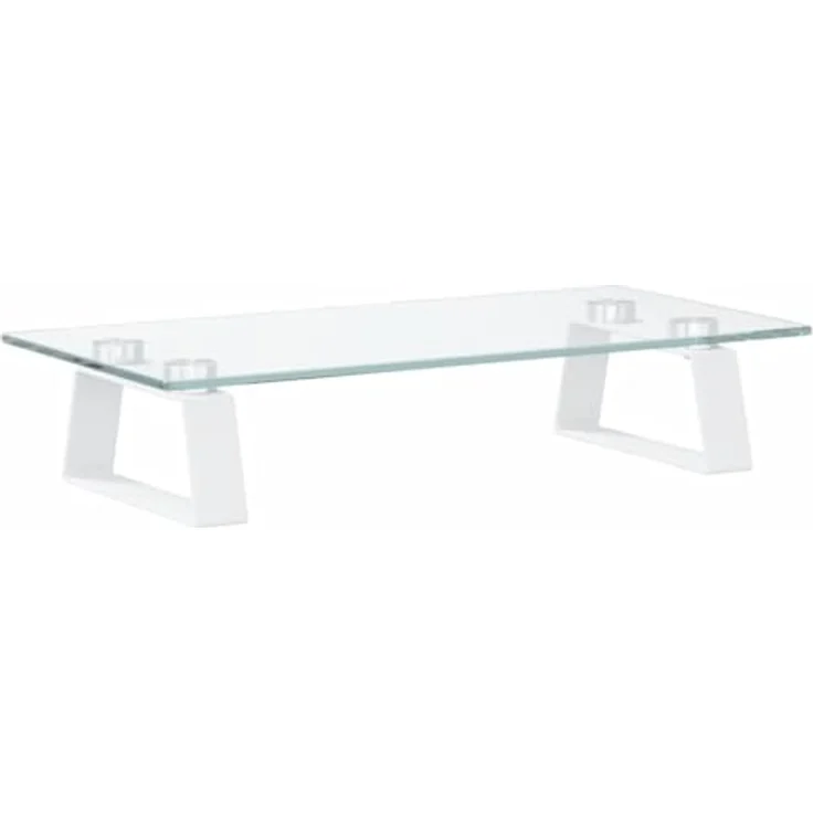vidaXL Monitorständer, Monitorerhöhung mit Stauraum, Schreibtischaufsatz aus Hartglas und Metall, Weiß 40x20x8cm – Bild 1