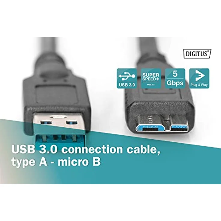 ASSMANN SuperSpeed USB 3.0 Kabel, USB A Stecker Micro USB B-Stecker, Cu AWG 28, 2x geschirmt, dl. 1.0m (AK-300116-010-S) – Bild 5