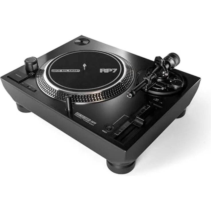 Reloop Plattenspieler RP-7, professionelles 7-Zoll-DJ-Plattenspielersystem mit Direktantrieb, schwarz