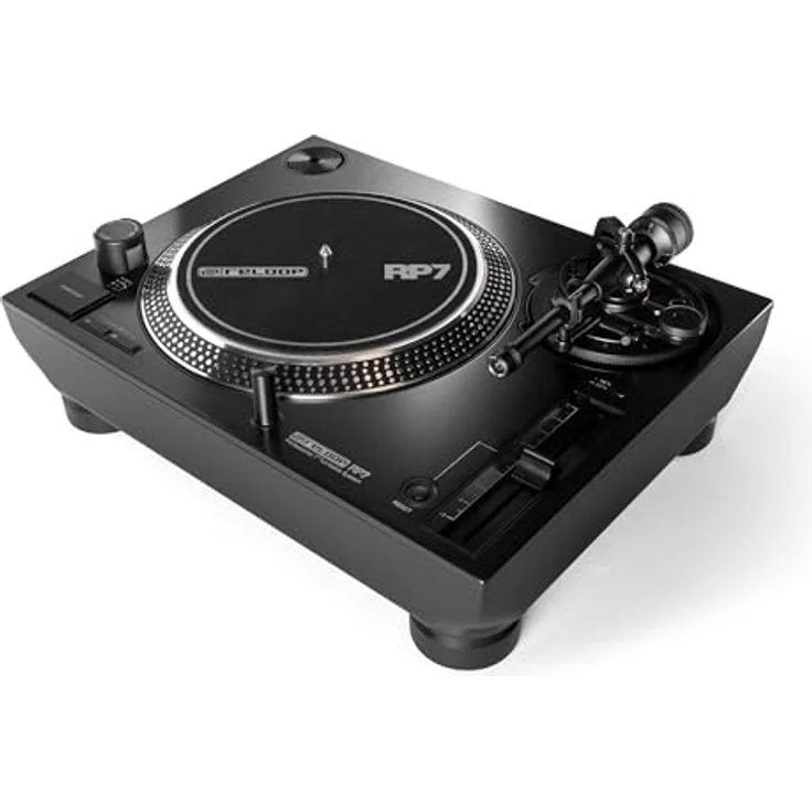 Reloop Plattenspieler RP-7, professionelles 7-Zoll-DJ-Plattenspielersystem mit Direktantrieb, schwarz – Bild 1