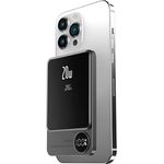 S&T Design Magnetische Powerbank 5000mAh, (Magsafe Kompatibel), Kabellose Externer Akku für iPhone Serie, PD 20W Mini Powerbank USB-C, Klein Aber Stark, Grau