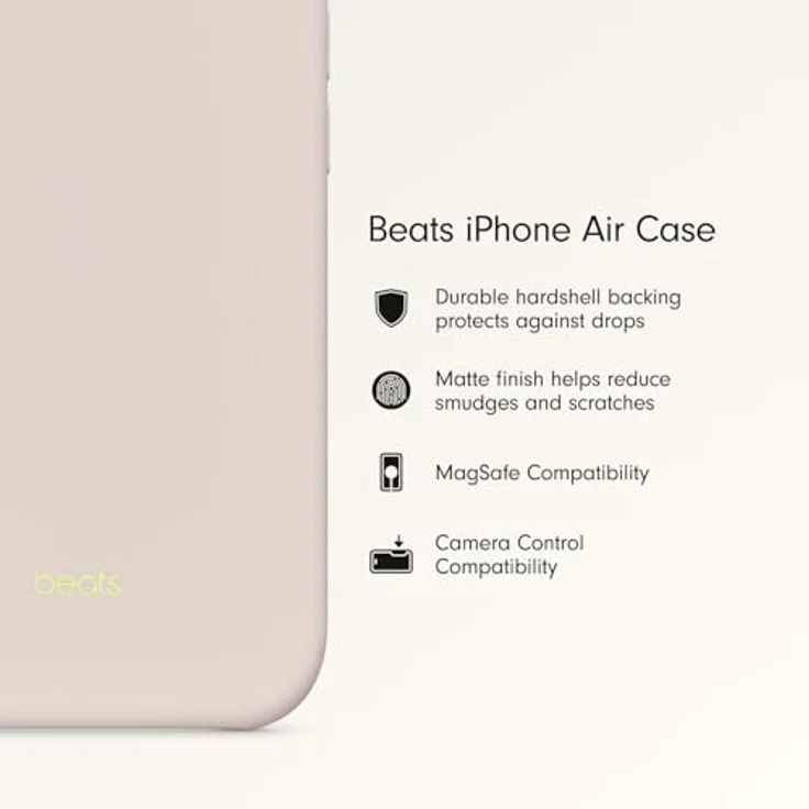 Beats iPhone Air Case mit MagSafe und Kamerasteuerung, Matte Außenseite, Mikrofaser-Innenfutter – Kalkstein – Bild 2