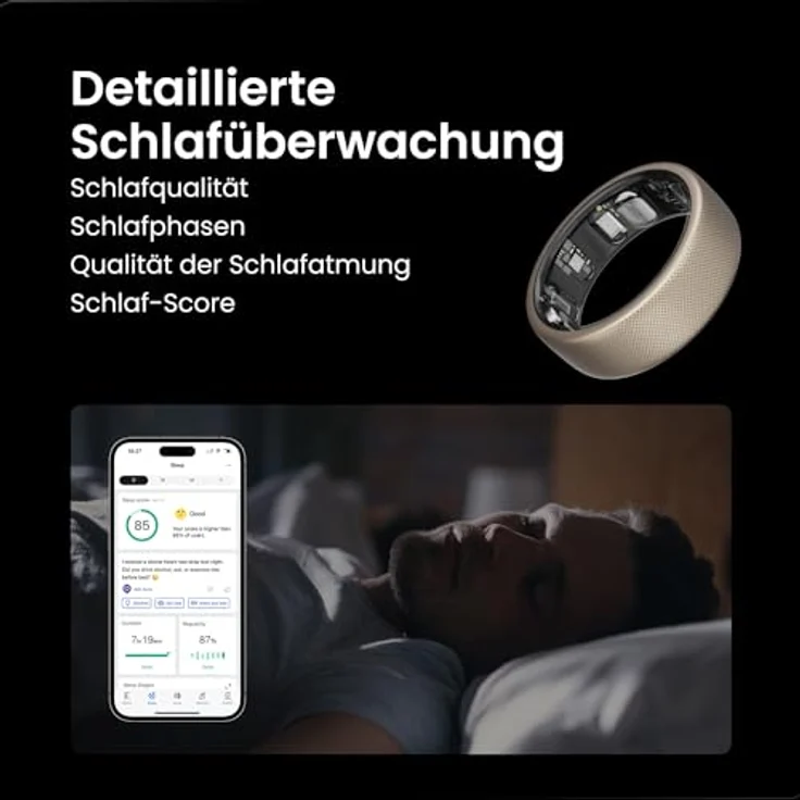 Amazfit Helio Ring Größe 10, Smart Ring mit Schlafüberwachung, Herzfrequenzmessung, 10 ATM Wasserdichtigkeit - 3,75g ultraleichter Fitness Tracker mit bis zu 4 Tagen Batterielaufzeit – Bild 3