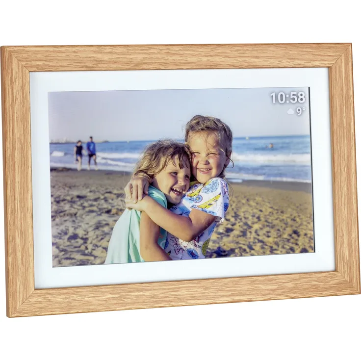 TFA FRAMEO (10.10"), Digitaler Bilderrahmen, Braun, mit WLAN-Übertragung und 10,1 Zoll Touchdisplay