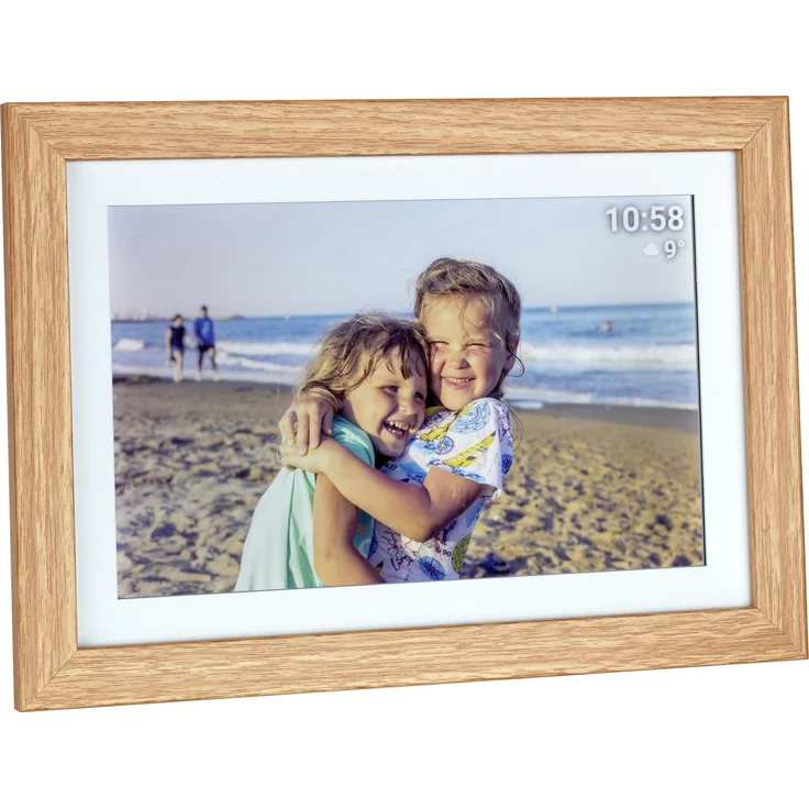 TFA FRAMEO (10.10"), Digitaler Bilderrahmen, Braun, mit WLAN-Übertragung und 10,1 Zoll Touchdisplay