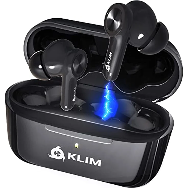 KLIM Pods V2 - NEU 2024 - Bluetooth 5.3 Kopfhörer in Ear - Hohe Klangqualität - ANC - Hervorragende Isolierung - Leichte und schnelle Kopplung - Lang anhaltende Batterie 24 h - Schwarz – Bild 1