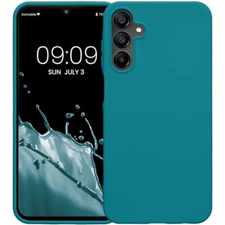 kwmobile Handyhülle für Samsung Galaxy A15 5G - TPU Case in Petrol matt mit kabellosem Laden und griffiger Gummierung – Bild 4