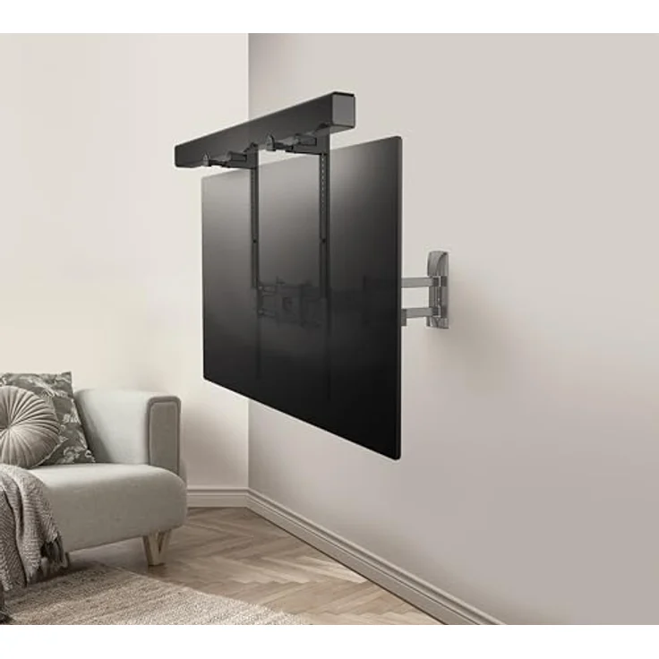 Meliconi Universal TV Soundbar Halterung, höhenverstellbar bis 10 kg, mit Kabeldurchführung und Vibrationsschutz, Schwarz – Bild 3