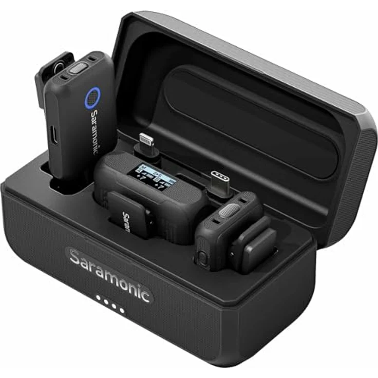 Saramonic Blink 500 B2+ Kabelloses Mikrofonsystem für 2 Personen mit Gerätehalterung, Geräuschunterdrückung und magnetische Montage, Schwarz – Bild 1