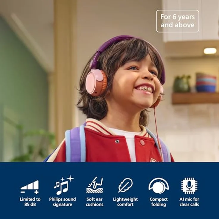Philips TAK2000 Kinder-Kopfhörer, kabelgebunden mit Freisprechfunktion und Rauschunterdrückung, begrenzte Lautstärke, bunt – Bild 3
