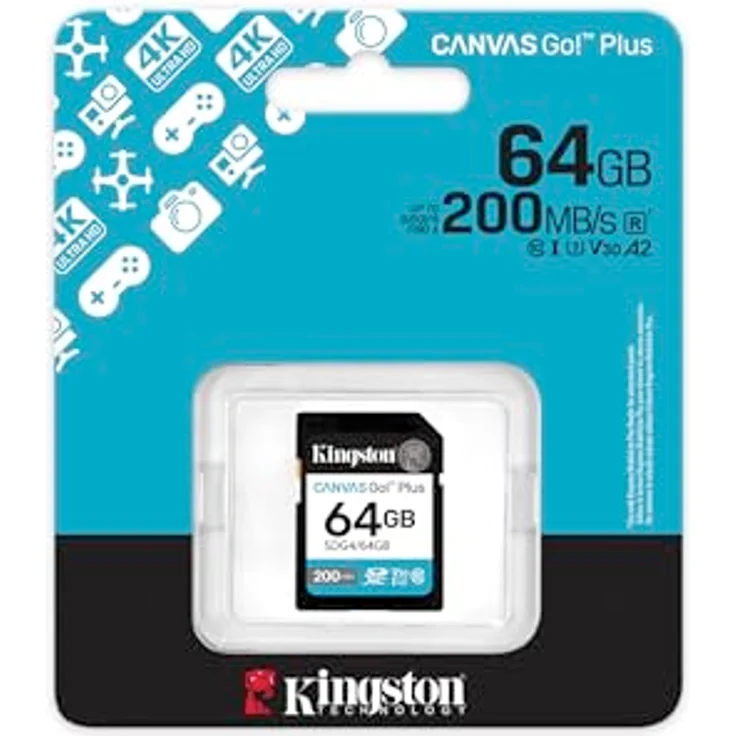 Kingston Canvas Go Plus SDXC Speicherkarte Gen4 200MB/s C10 UHS-I U3 V30 64GB-SDG4/64GB – Bild 3
