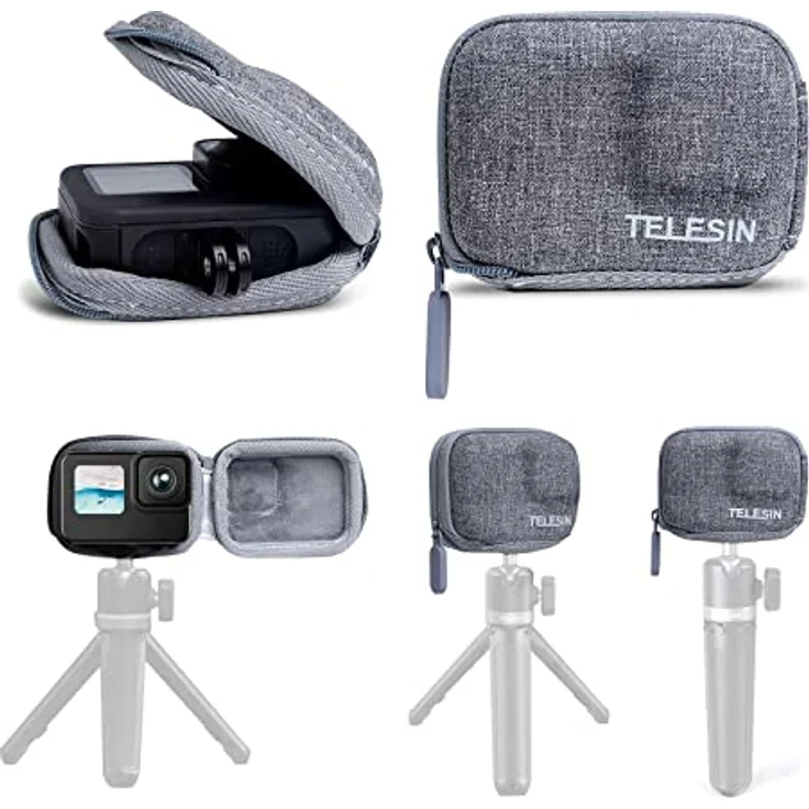 TELESIN Mini Tragetasche für GoPro Hero 13/12/11/10/9 und Insta360 Ace Pro, halbstarr, mit Reißverschluss für Selfie Stick und Stativ, strapazierfähiges EVA-Material – Bild 1