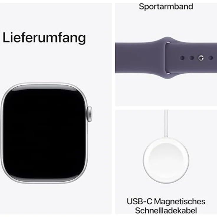 Apple Watch Series 11 GPS, 46mm, Aluminiumgehäuse Silber, Sportarmband Nebelviolett - S/M – Bild 6