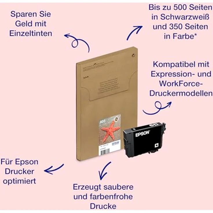 Epson Original 603 Tinte Seestern, WF-2830DWF WF-2835DWF WF-2850DWF XP-2100 XP-2105 XP-3100 XP-3105 XP-4100 XP-4105 (Multipack 3-farbig) – Bild 2