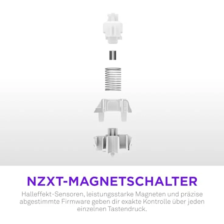 NZXT Magnetische RGB-Gaming-Tastatur Function Elite MiniTKL, anpassbare Betätigung, Doppelschienen-Halleffekt-Schalter, Rapid Trigger, 8K-Abfrage, verbessertes Tippgeräusch und -gefühl, DE, Weiß – Bild 2