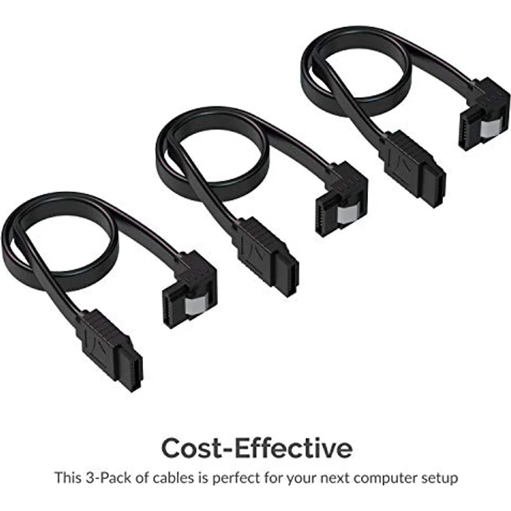 Sabrent SATA III Kabel 6Gbps, sata 3 kabel, (3 Stück), HDD/SDD Datenkabel 50cm, Gerades pc SATA kabel mit Verriegelungsriegel für SATA Festplatten HDD/SSD, CD- und DVD-Laufwerke, Schwarz (CB-SRK3) – Bild 2