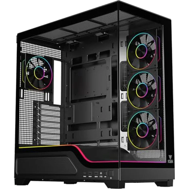 iTek SHOWBUI WAVE 82B, Tower PC-Gehäuse, Schwarz, ATX/ITX/micro ATX, Gaming, mit RGB-Beleuchtung in Blau, Grün und Rot, gehärtetes Glas, verbessertes Kabelmanagement – Bild 5