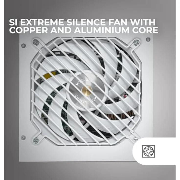 Mars Gaming MPB750SI, PC-ATX-Netzteil 750W, 80Plus Bronze, 90% Effizienz, SI Extreme Silence Lüfter, 7 Jahre Garantie, Weiß – Bild 2