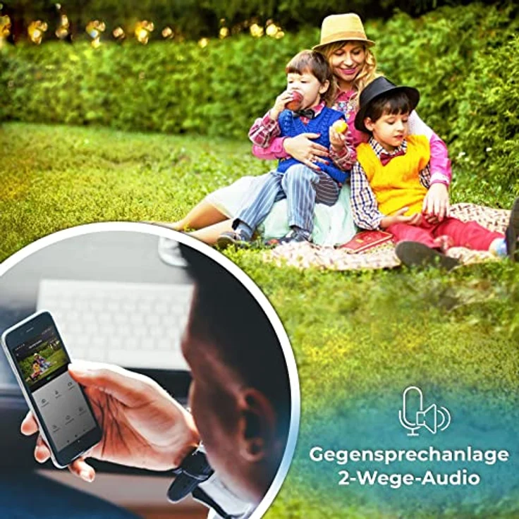 WLAN Akku Überwachungskamera | kabellose Indoor/Outdoor Kamera | Full HD | Nachtsicht | Gegensprechanlage | Bewegungserkennung | Cloud | TUYA & SmartLife App | Alexa kompatibel – Bild 4