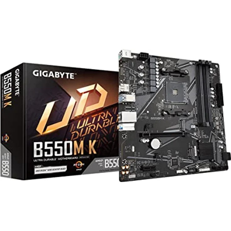 Gigabyte B550M K 1.0 Micro ATX Motherboard, AMD B550 Chipsatz, Socket AM4, 4x DDR4 bis 128 GB, USB 3.2 Gen 1, Gigabit LAN, Onboard-Grafik – Bild 2