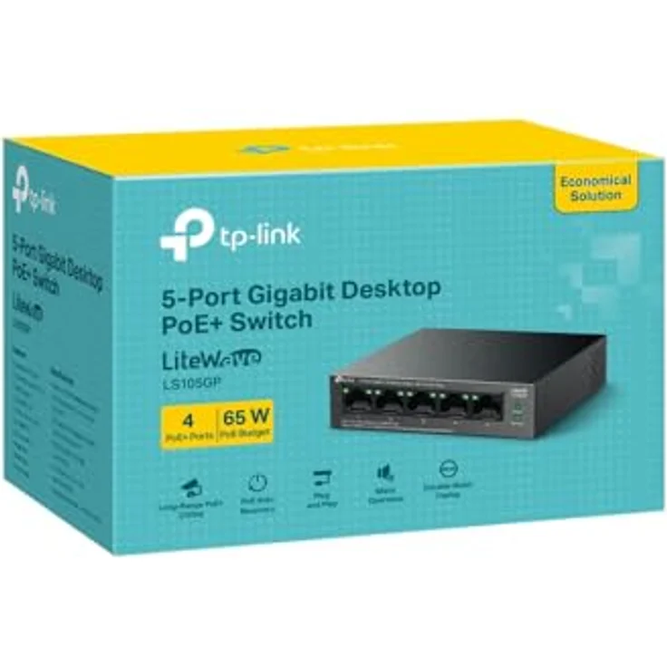 TP-Link 5-Port-Desktop-GIGABIT-Switch MIT 4 POE+-Ports, Lüfterloses Design, schwarz – Bild 4