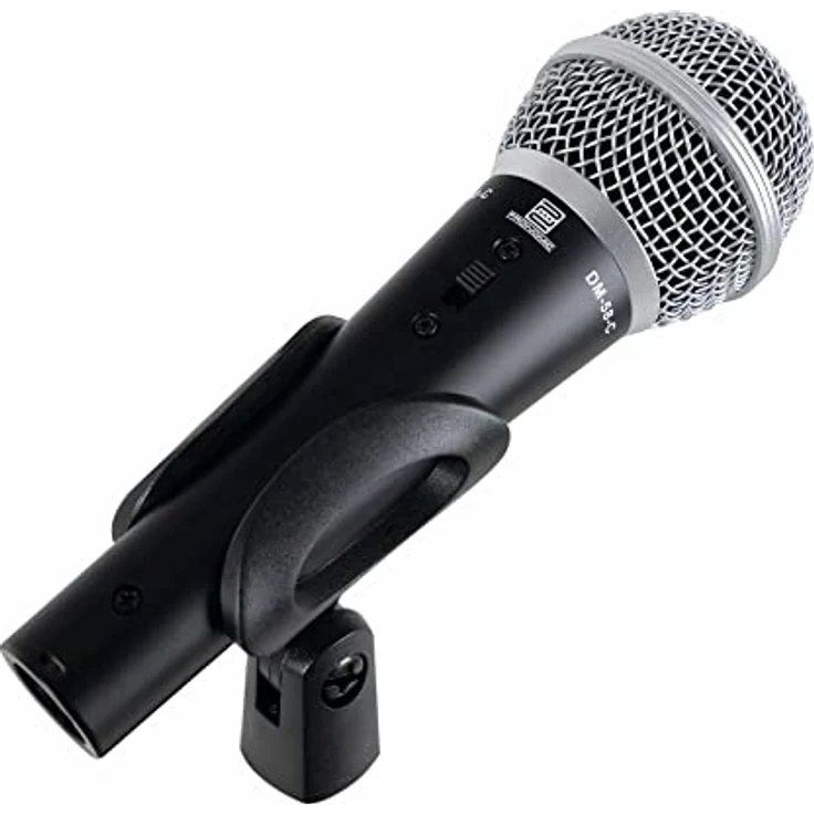 Pronomic DM-58-C Vocal Mikrofon 3er Set im Koffer - 3 dynamische Mikrofone mit Nieren-Charakteristik - Elastisch gelagerte Kapsel - Ein-/Aus-Schalter - Mikrofonklemmen - Koffer - Schwarz – Bild 4