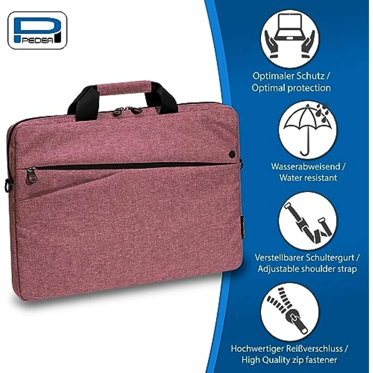 Pedea Laptoptasche Fashion bis 13,3 Zoll - Laptop Umhängetasche mit Schultergurt - Laptophülle rosa/schwarz - Notebooktasche für Damen & Herren – Bild 2