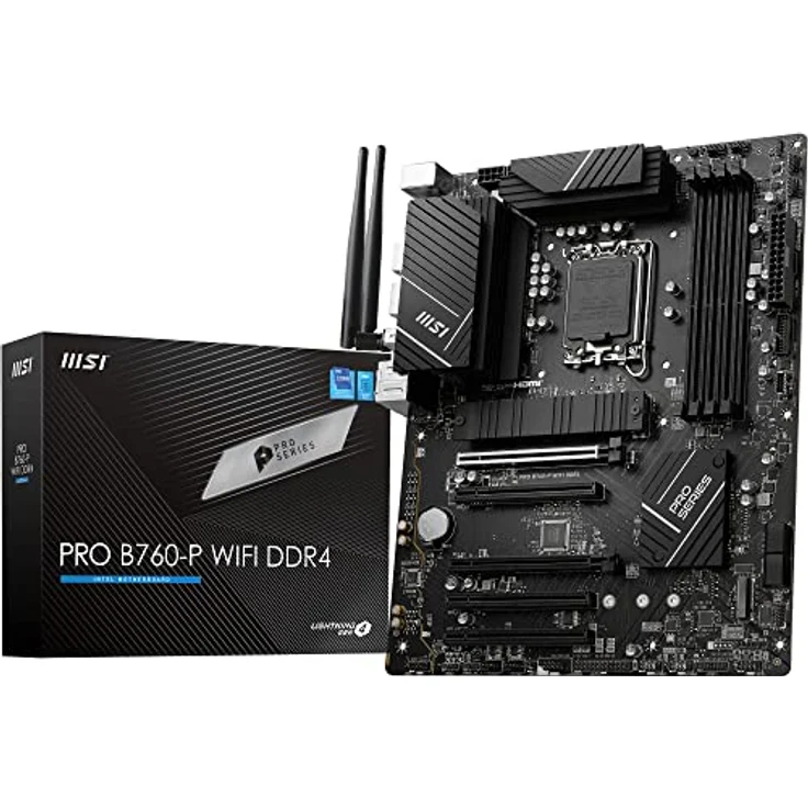 MSI PRO B760-P WiFi DDR4 Mainboard, ATX - Unterstützt Intel 12. & 13. Gen Core Prozessoren, LGA 1700 - DDR4 Memory Boost 5333+MHz/OC, PCIe 4.0 x16 Slots, M.2 Gen4 Slots, 2.5G LAN, Wi-Fi 6E – Bild 1