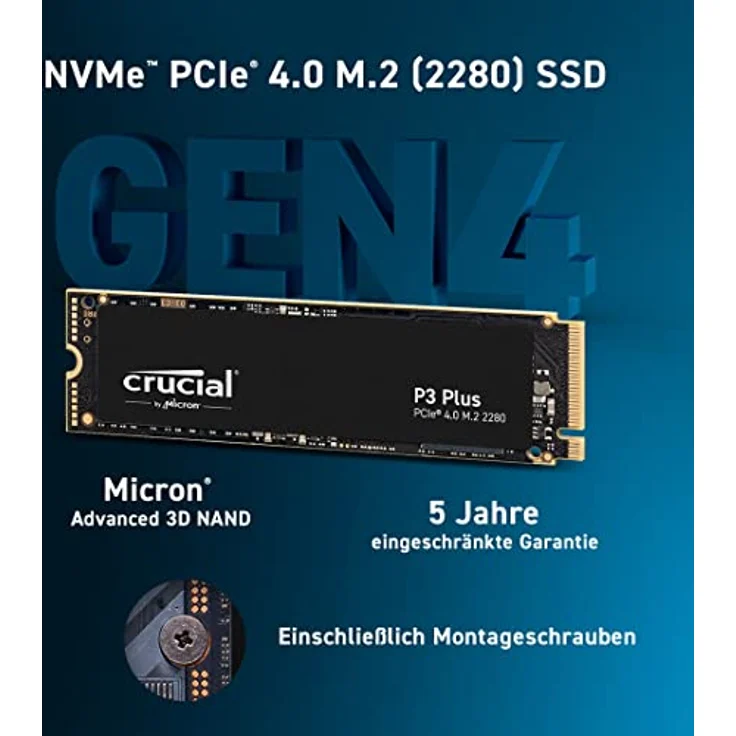 Crucial P3 Plus 2TB M.2 PCIe Gen4 NVMe Interne SSD - Bis zu 5000MB/s - CT2000P3PSSD8 – Bild 2