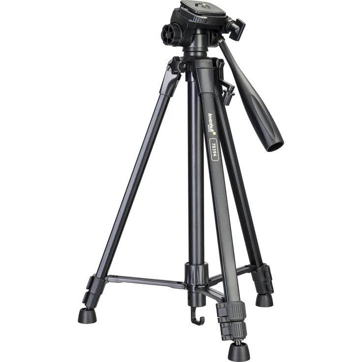 Levenhuk Level Base TR20, Bodenstativ aus Kunststoff und Metall, 3 Segmente, schwarz, Höhe 490-1400 mm, max. Belastung 5 kg, mit Schnellwechselplatte und Wasserwaage