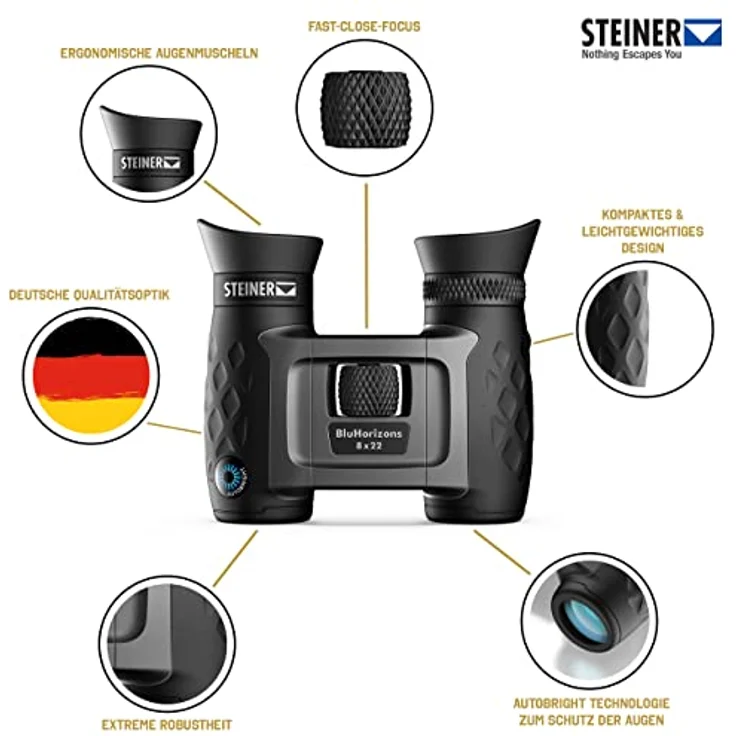 STEINER Fernglas BluHorizons 8x22 - Deutsche Qualitätsoptik, reduziert Reflexionen oder Blendungen durch Wasser, Sand oder Schnee, kompakt und leicht – Bild 3