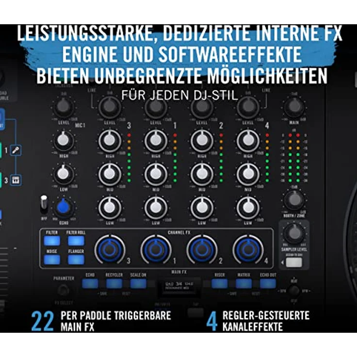 RANE FOUR Fortgeschrittener 4-Kanal Stems DJ-Controller - 8.5" Jogwheels mit Displays, DJ-Mixer mit internen FX, enthält Serato DJ Pro & Pitch ‘n Time DJ – Bild 3